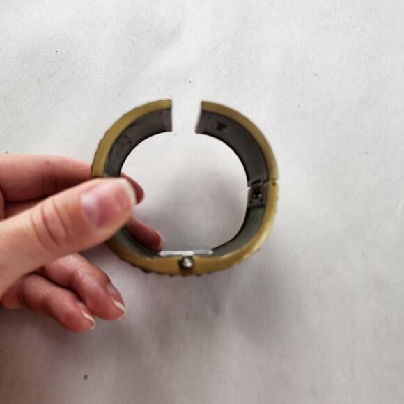 Heidi Daus Hinged Cuff Bracelet Watch Tan Swarovski Crystals Bangle Bronze New - Picture 8 of 11